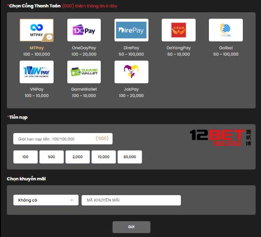 Cẩm Nang Nạp Tiền 12Bet: Hướng Dẫn Đầy Đủ Cho Mọi Người Chơi! 8 Nạp tiền 12Bet qua ví điện tử